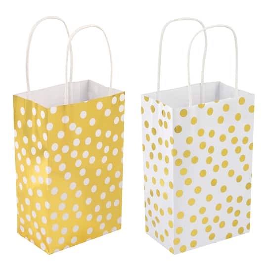 Small Gold &#x26; White Polka Dot Gift Bag Value Pack by Celebrate It&#x2122;